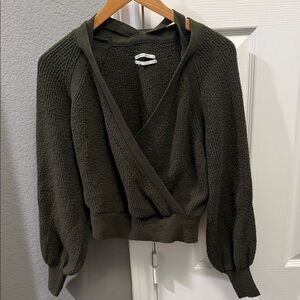 By Anthropologie forest green crossover sweater size XS